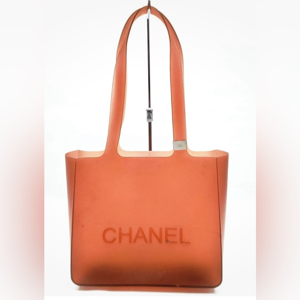 Authentic Chanel Jelly Rubber Translucent Light Brown Tote Bag